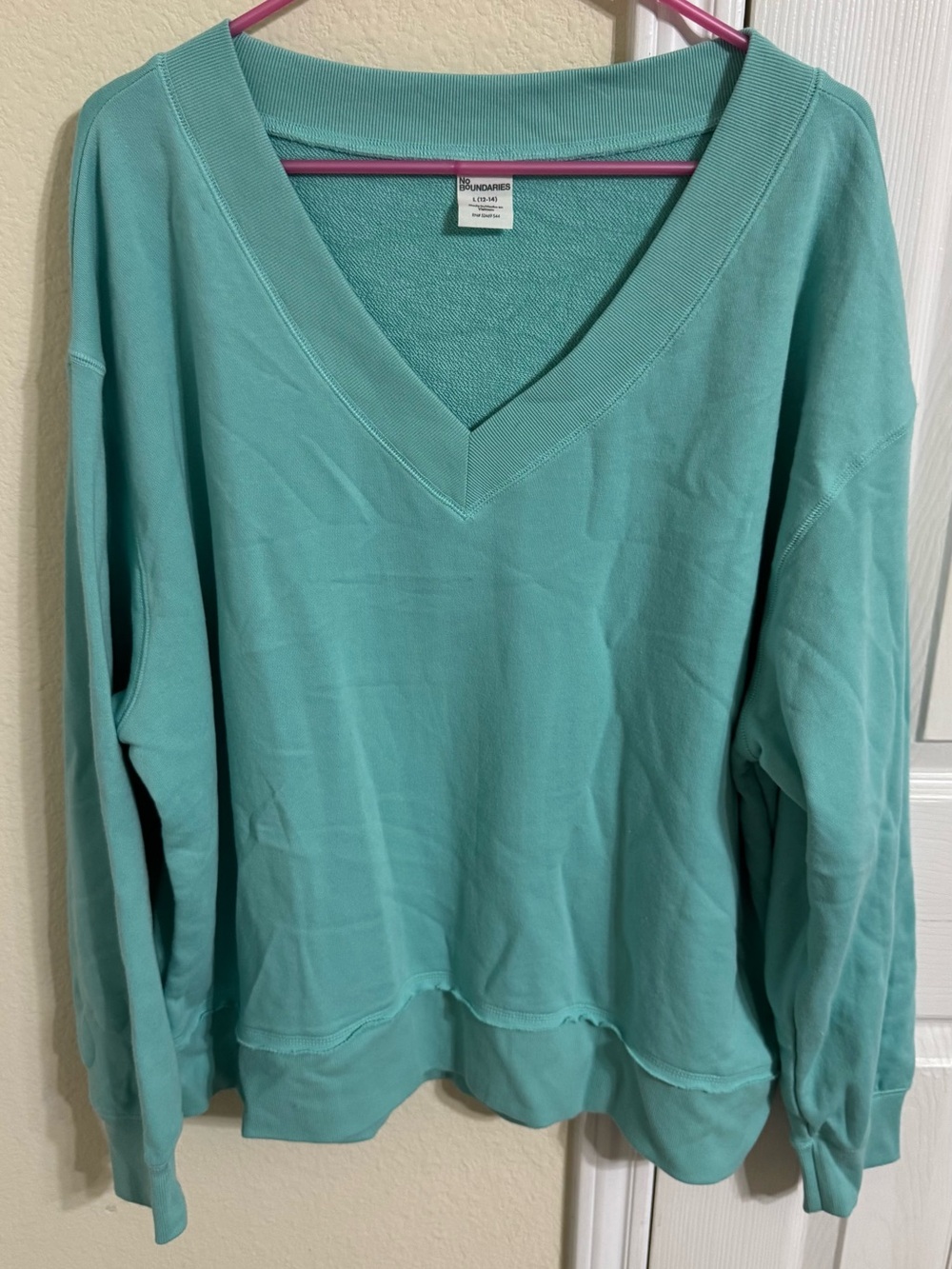 No Boundaries Teal V-Neck Sweater